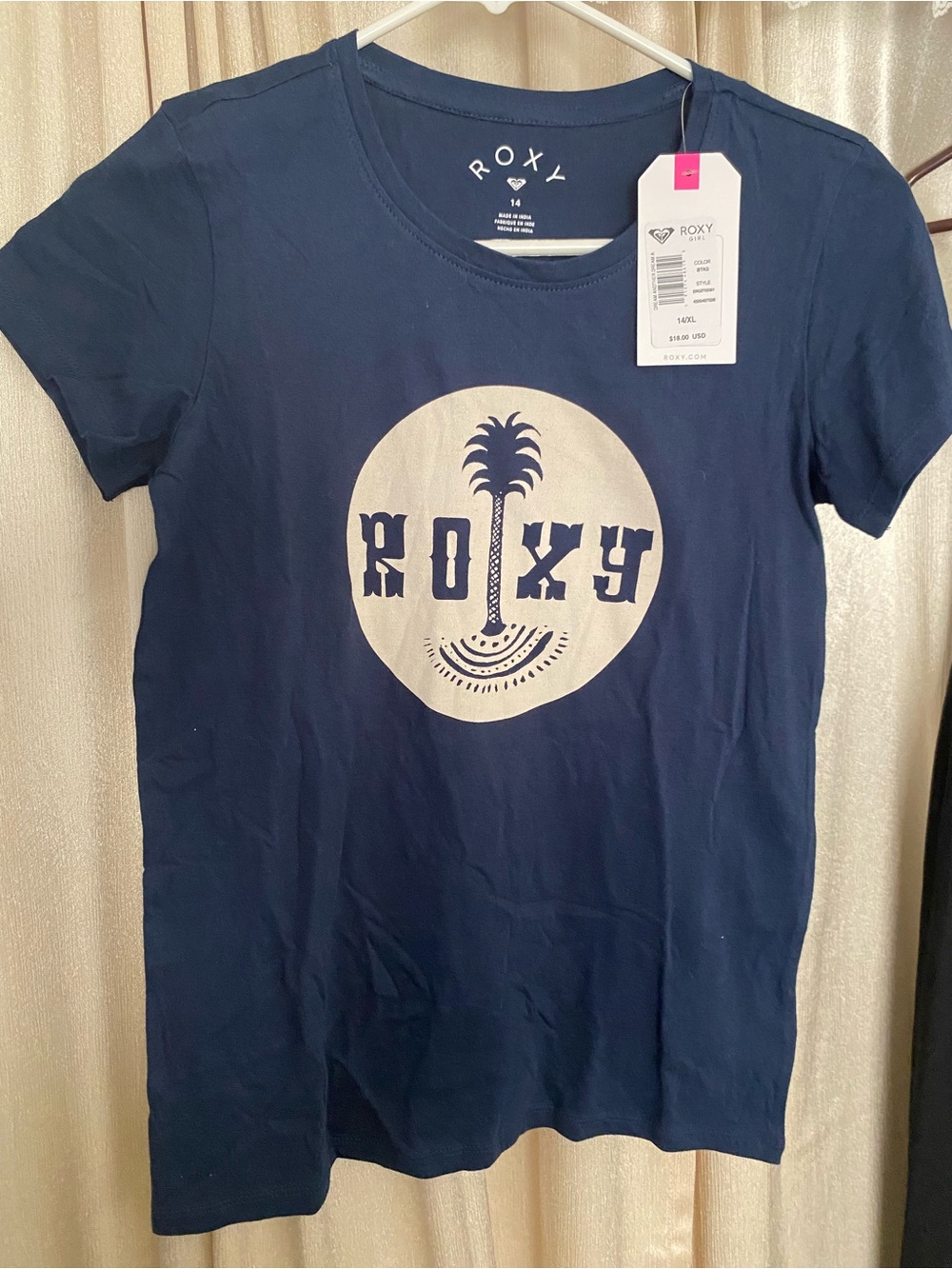 Roxy Girl Navy Palm Tree Graphic Tee NWT Size 14 XL